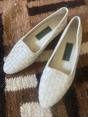 Cole Haan Vintage 90s Minimalist Cream Woven Leather Ballet Flats 6.5